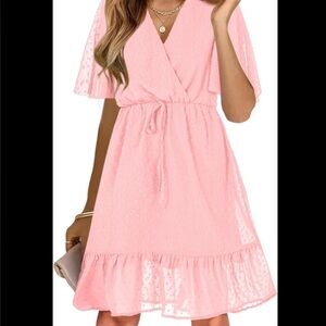 2025 Kimundo Swiss Dots Pink Chiffon Midi Dress XL. NWT